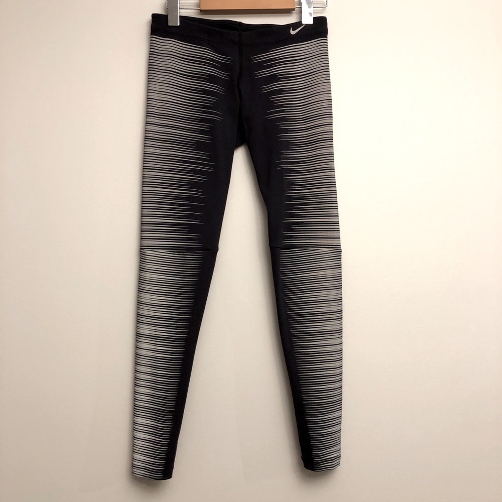 Nike Dri-Fit Black and Silver Leggings, Size XS